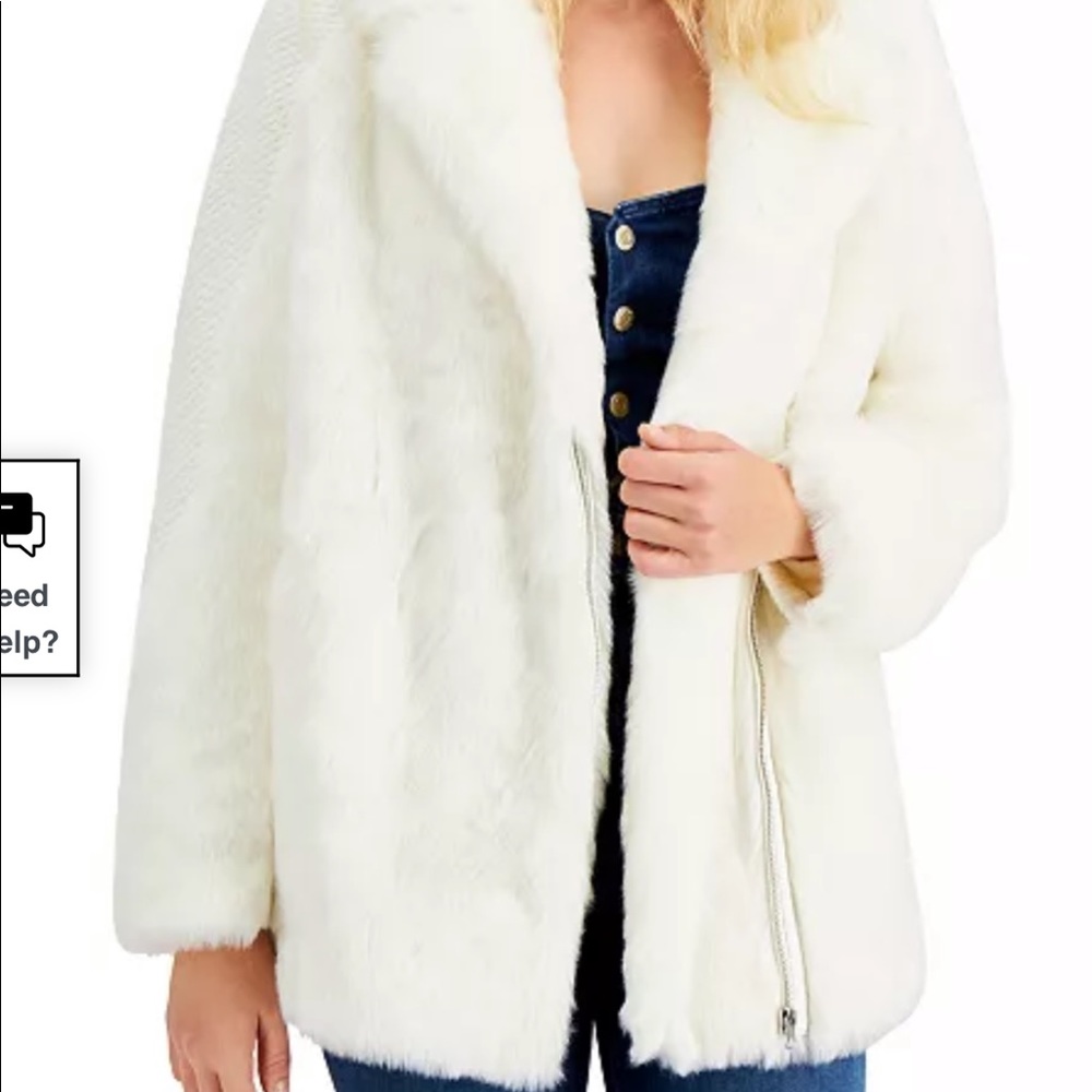 GUESS White Faux Fur Jacket